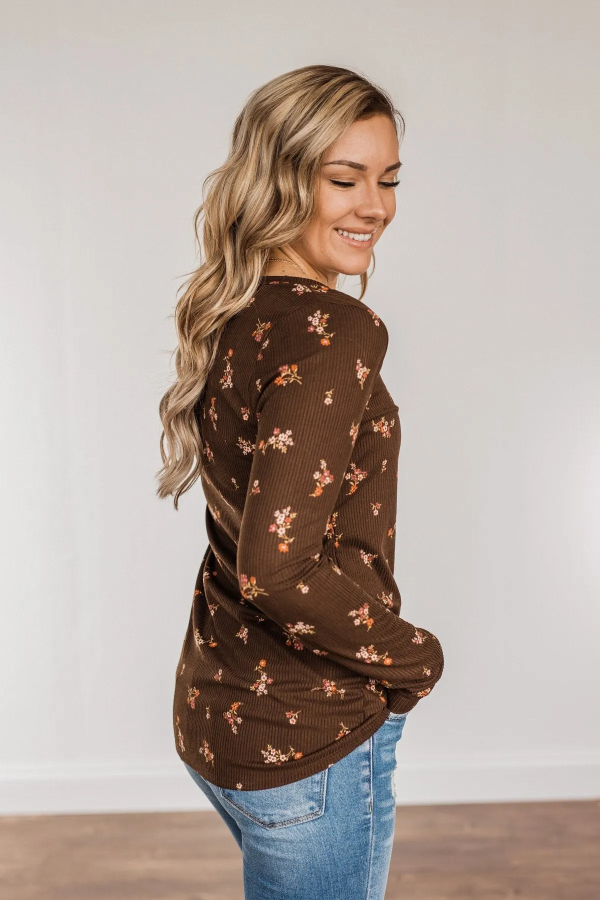 Piercing Beauty Long Sleeve Top- Brown