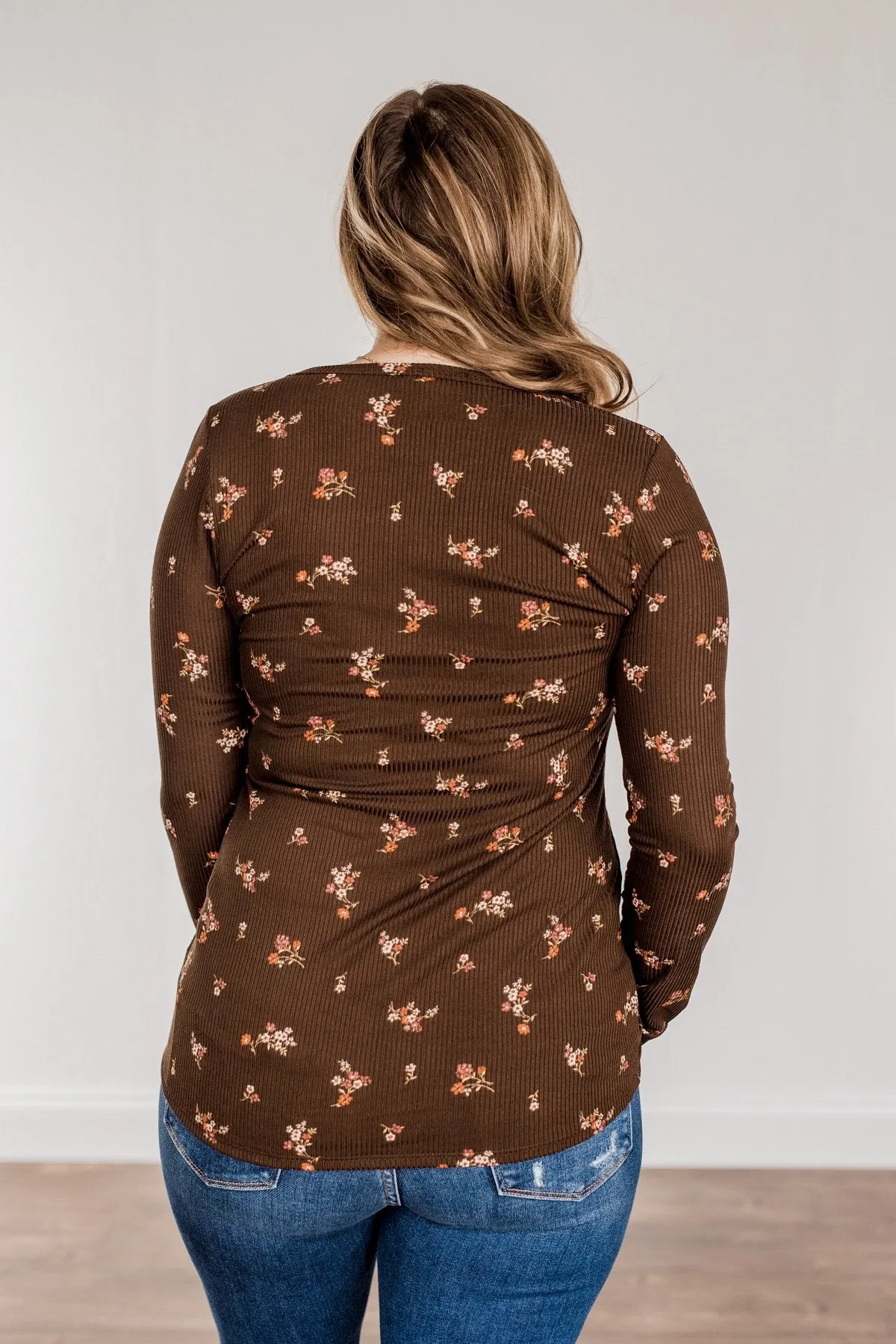 Piercing Beauty Long Sleeve Top- Brown