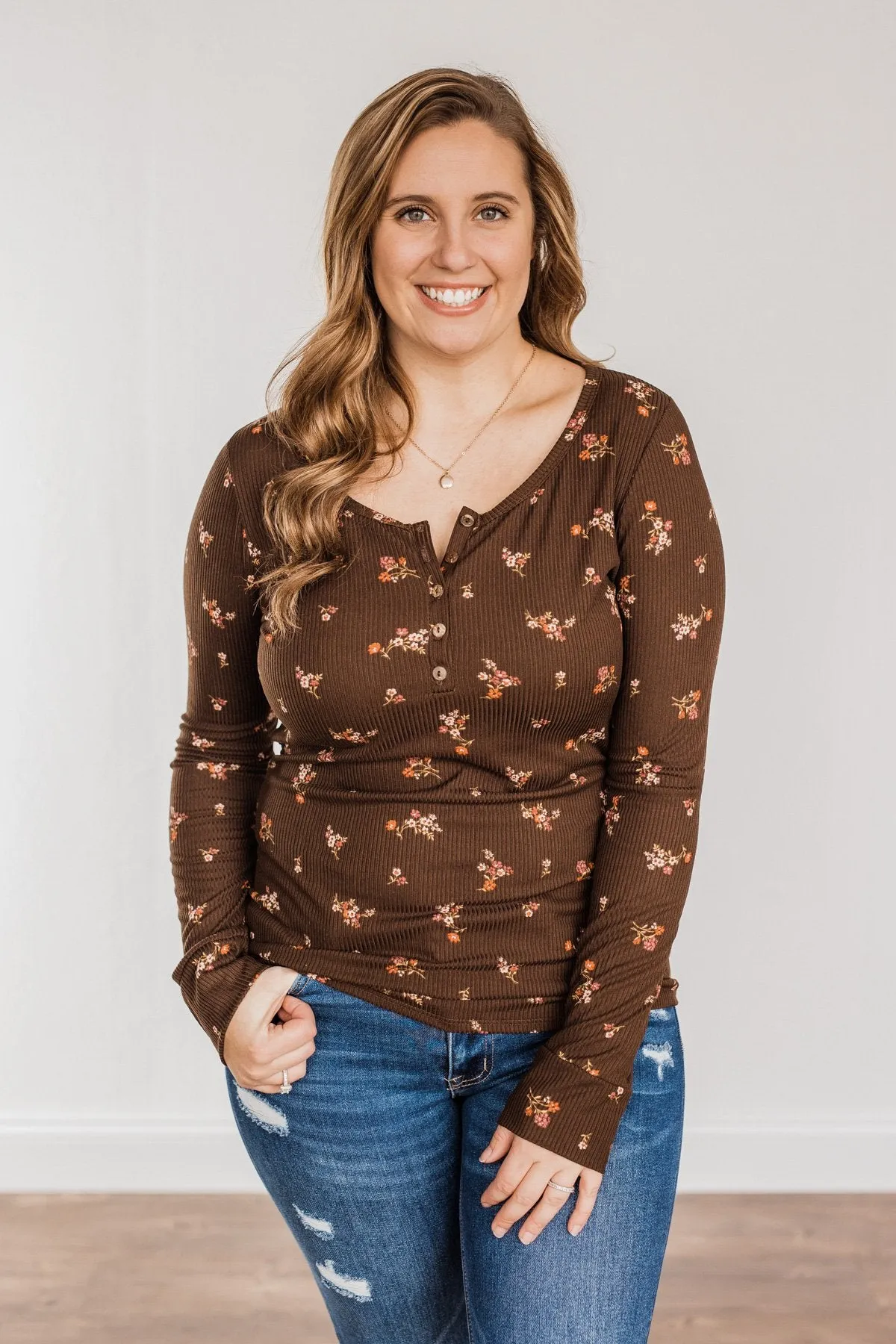 Piercing Beauty Long Sleeve Top- Brown