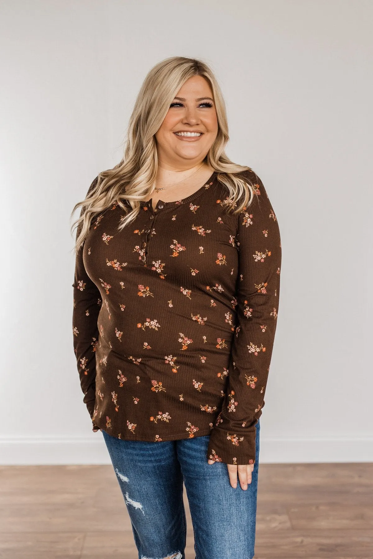 Piercing Beauty Long Sleeve Top- Brown