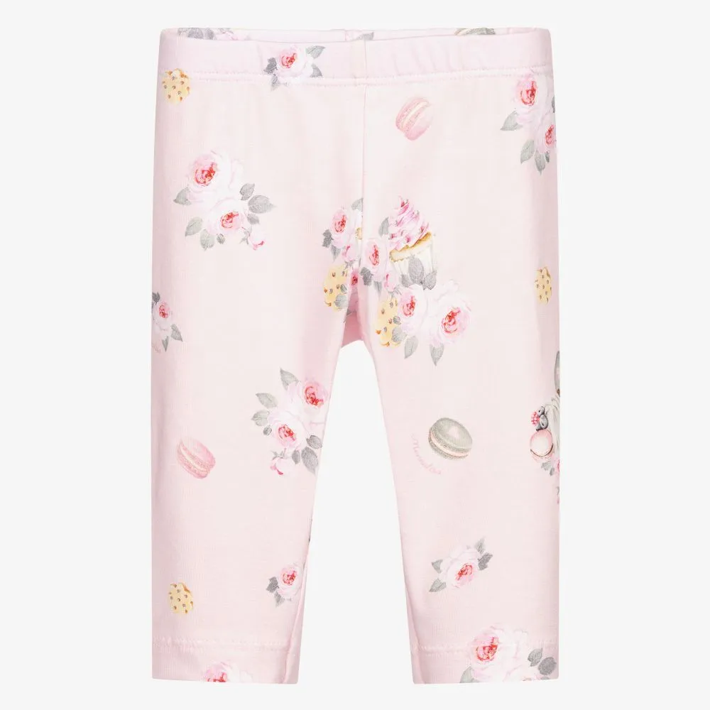 Pink Cotton Floral Leggings