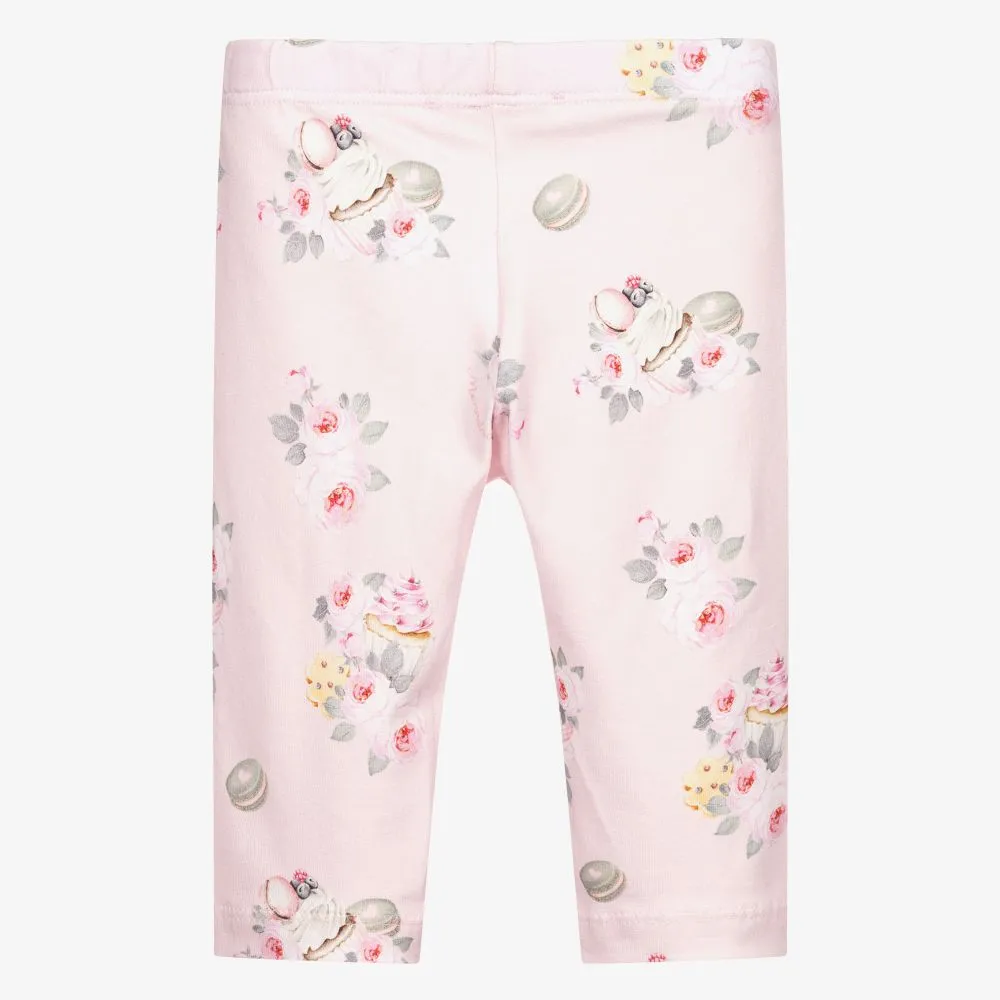 Pink Cotton Floral Leggings