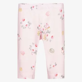 Pink Cotton Floral Leggings