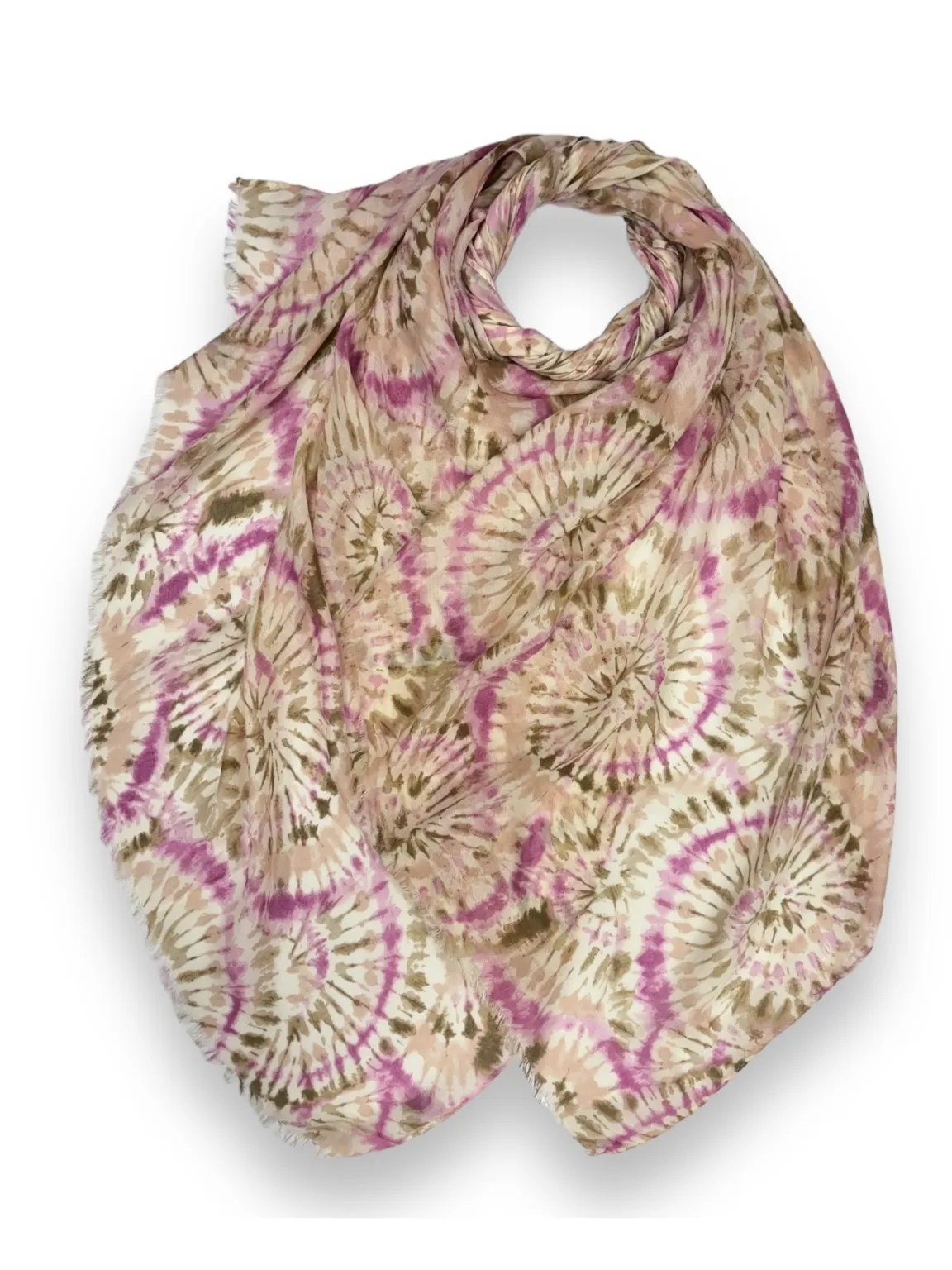 Pink Tie Dye Raw Edge Scarf