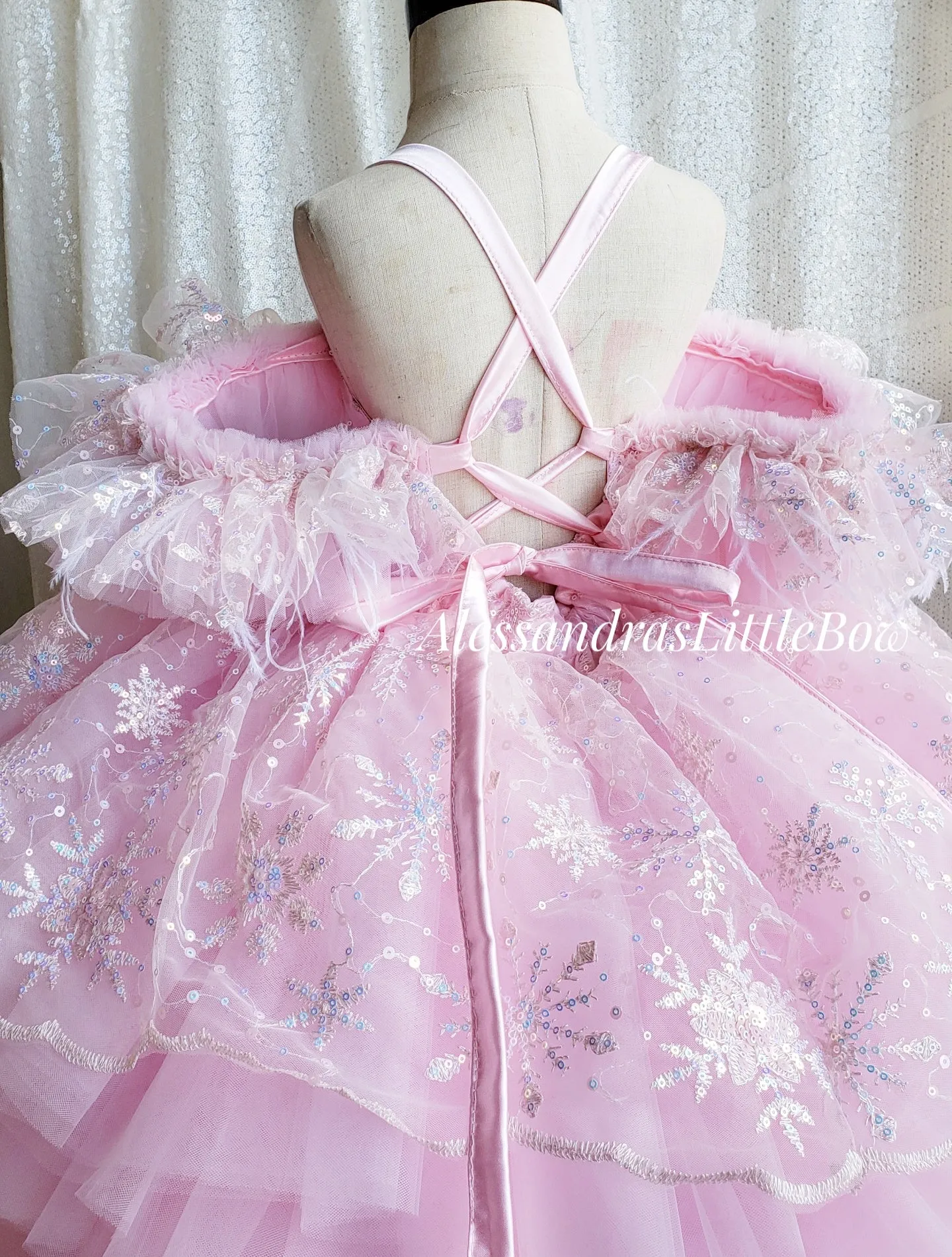 Pink Winter Princess High Low Couture Dress