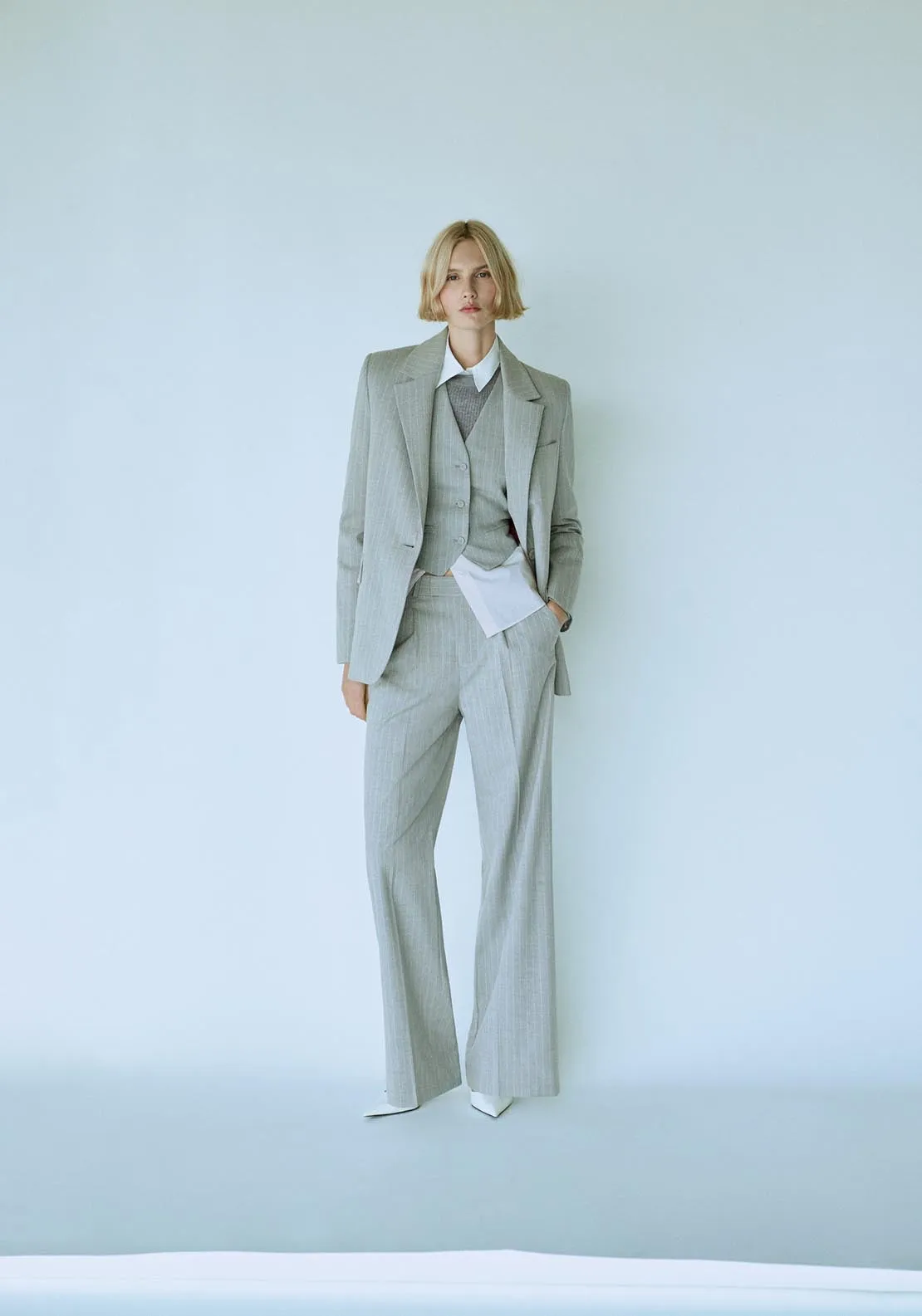 Pinstripe suit trousers