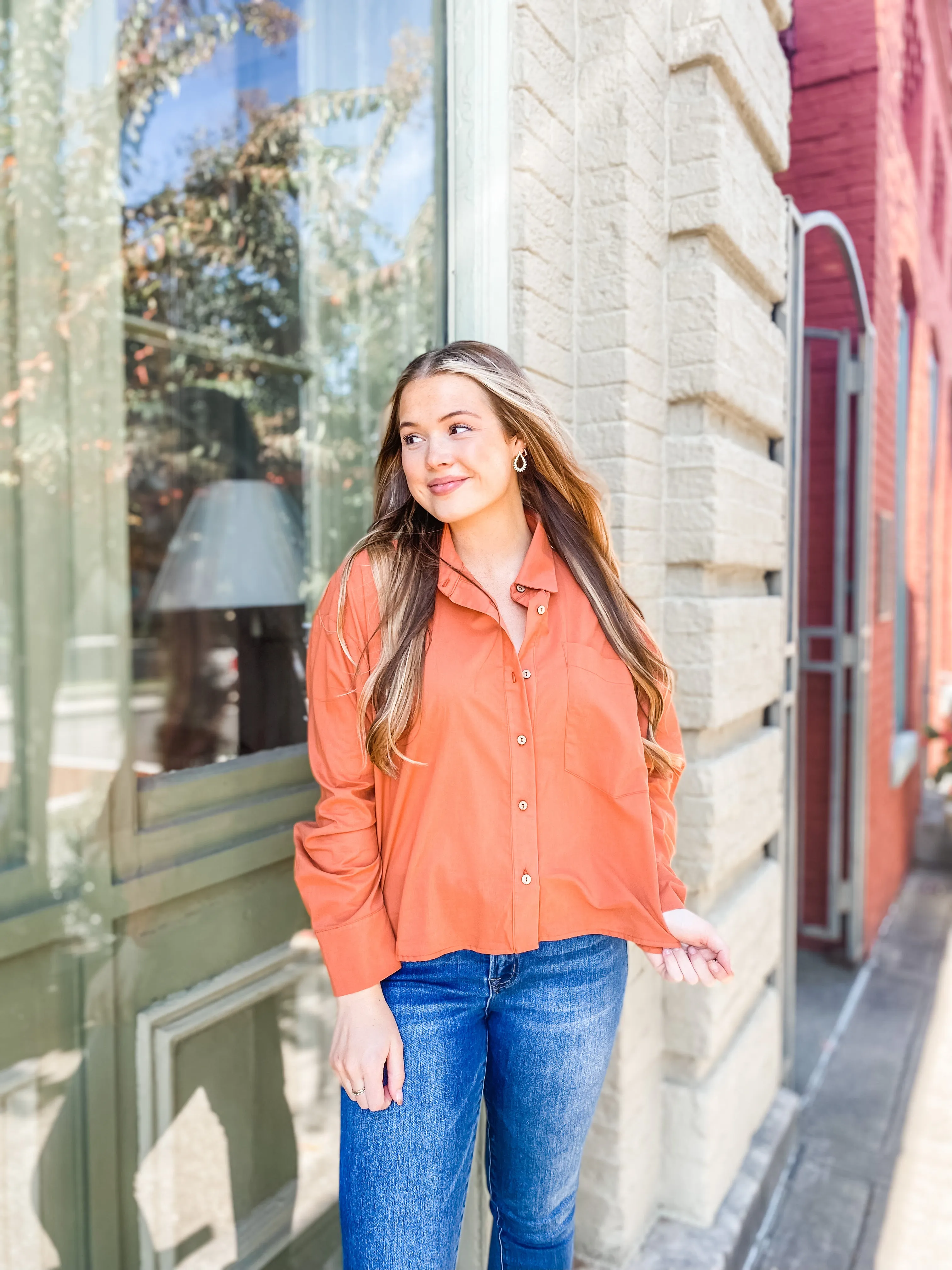 Pumpkin Patch Crop Button-Down