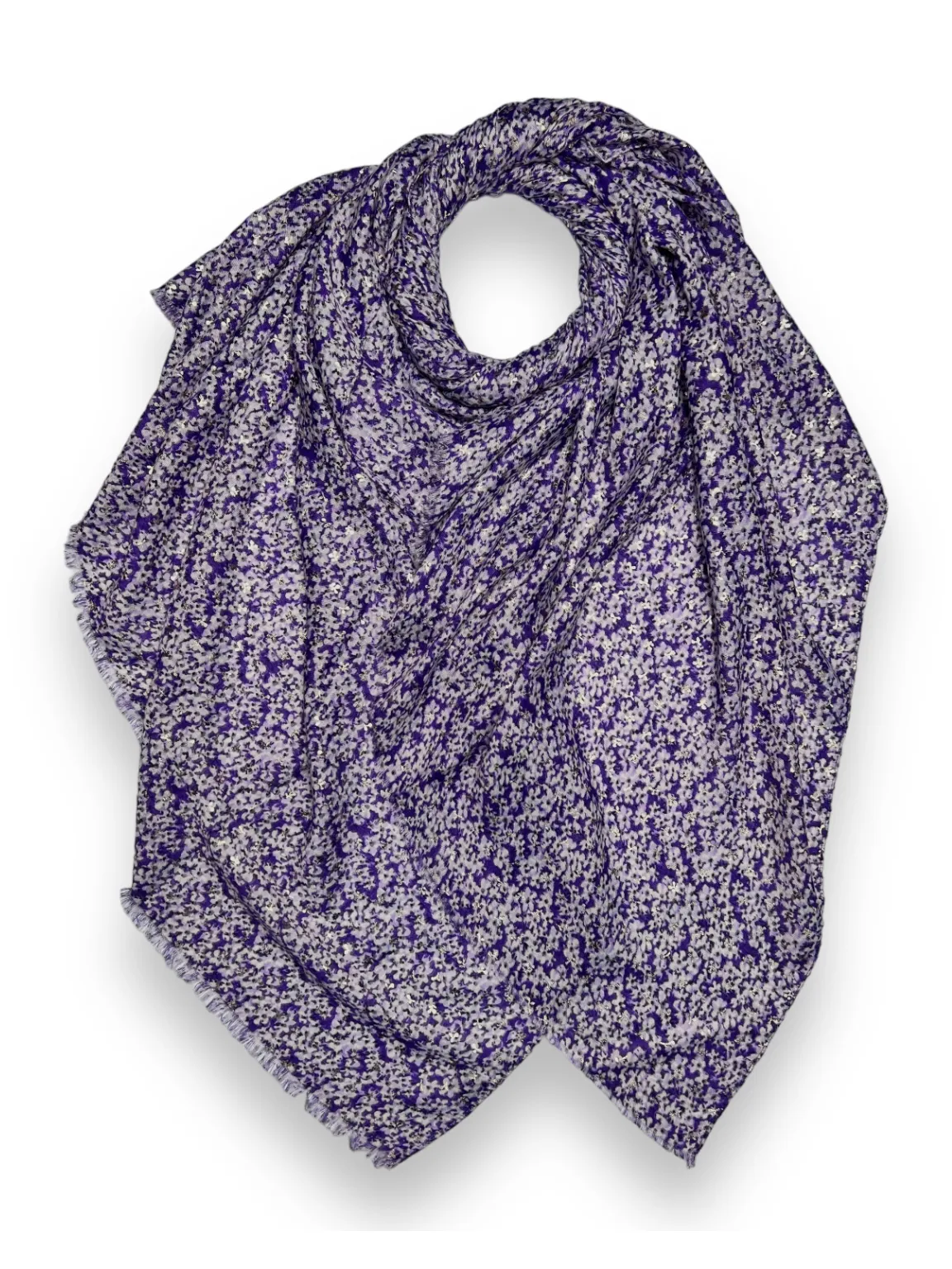 Purple Ditsy Floral Gold Fleck Scarf