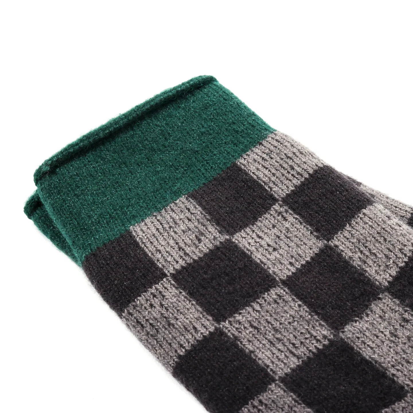 ROTOTO CHECKERBOARD PILE ROOM SOCKS D.GREEN / BLUE