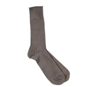 ROTOTO LINEN COTTON RIBBED SOCKS D.GRAY