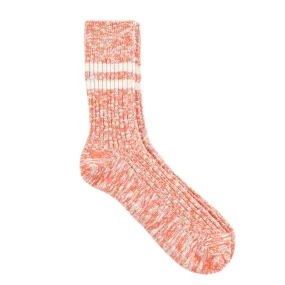 ROTOTO ORGANIC COTTON SLUB STRIPE SOCKS ORANGE