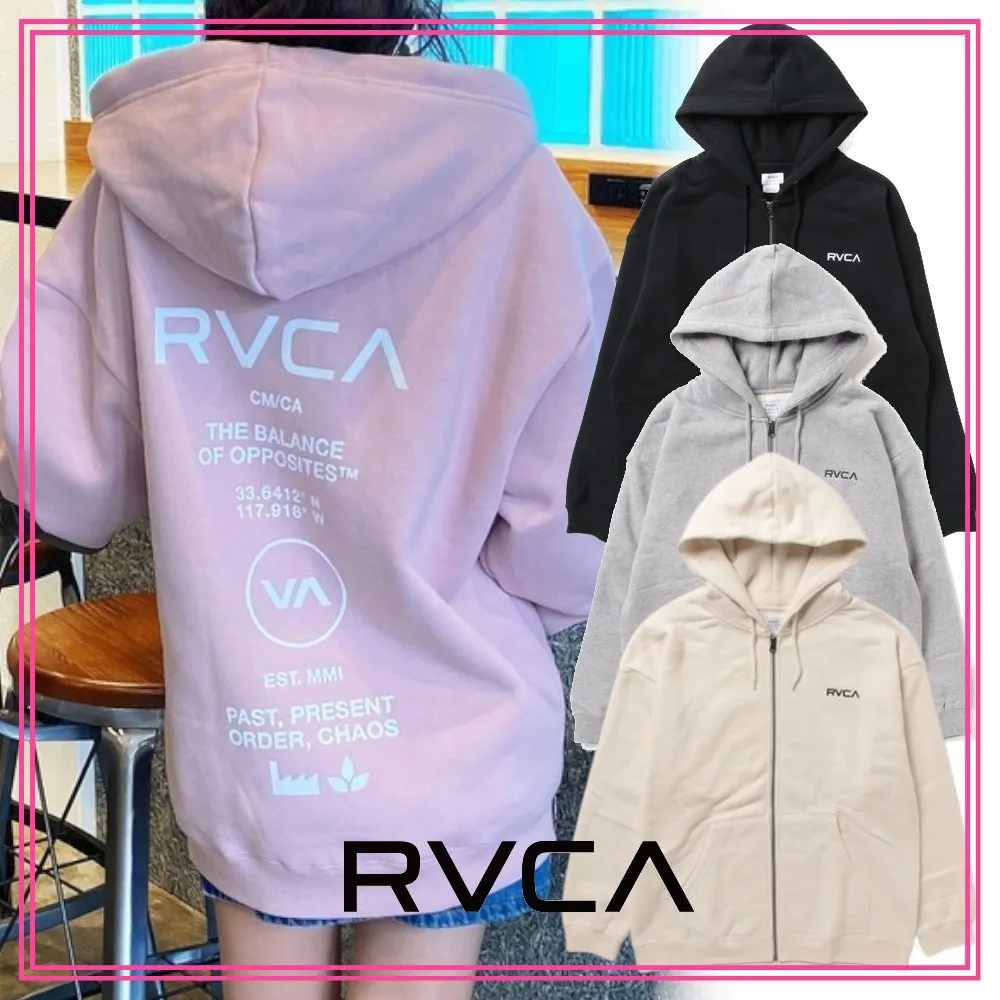 RVCA  |Unisex Sweat Street Style Long Sleeves Plain Cotton