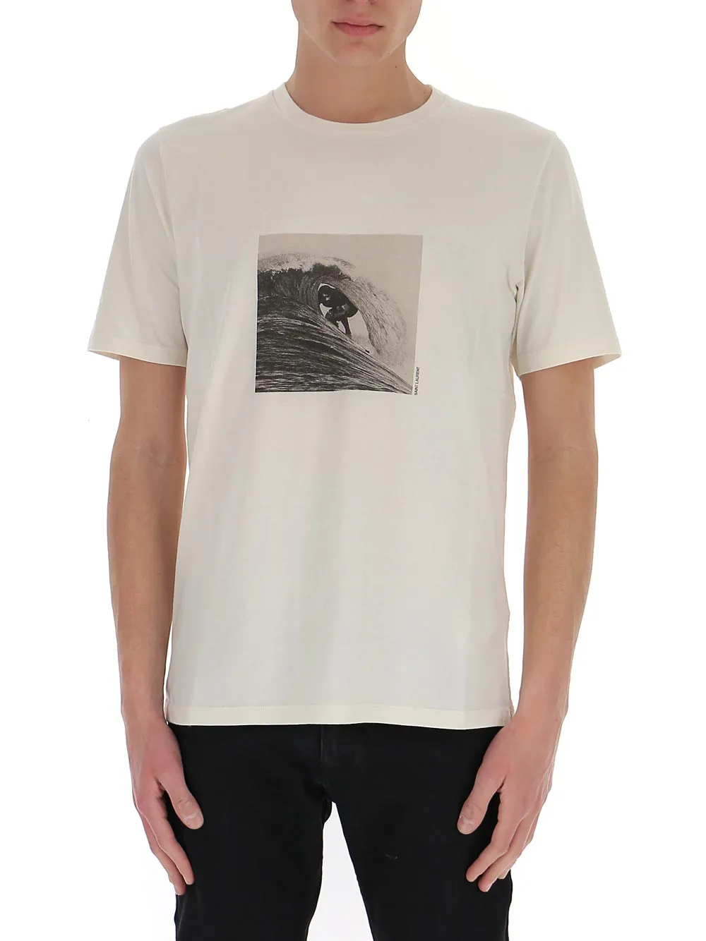 Saint Laurent Distressed Surfer Printed T-Shirt