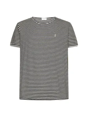 Saint Laurent Logo Detailed Striped T-Shirt