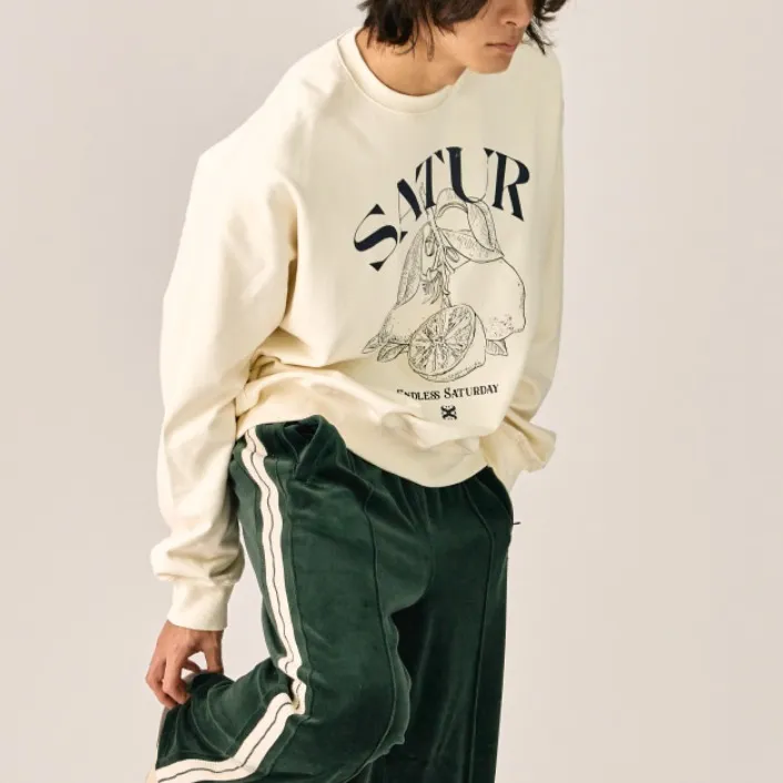 SATUR  |Unisex Street Style Long Sleeves Plain Cotton Logo