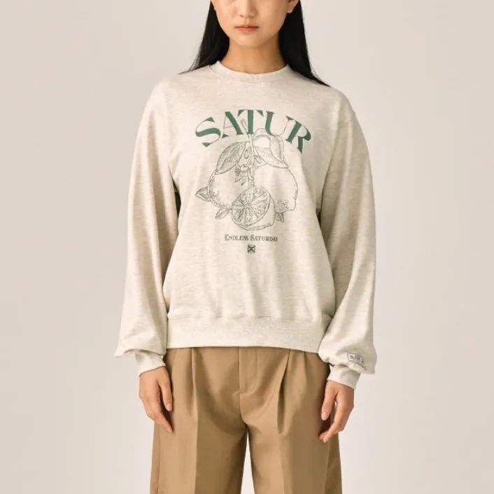 SATUR  |Unisex Street Style Long Sleeves Plain Cotton Logo