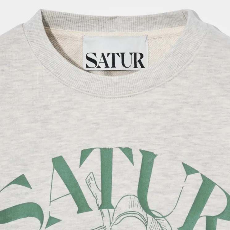 SATUR  |Unisex Street Style Long Sleeves Plain Cotton Logo