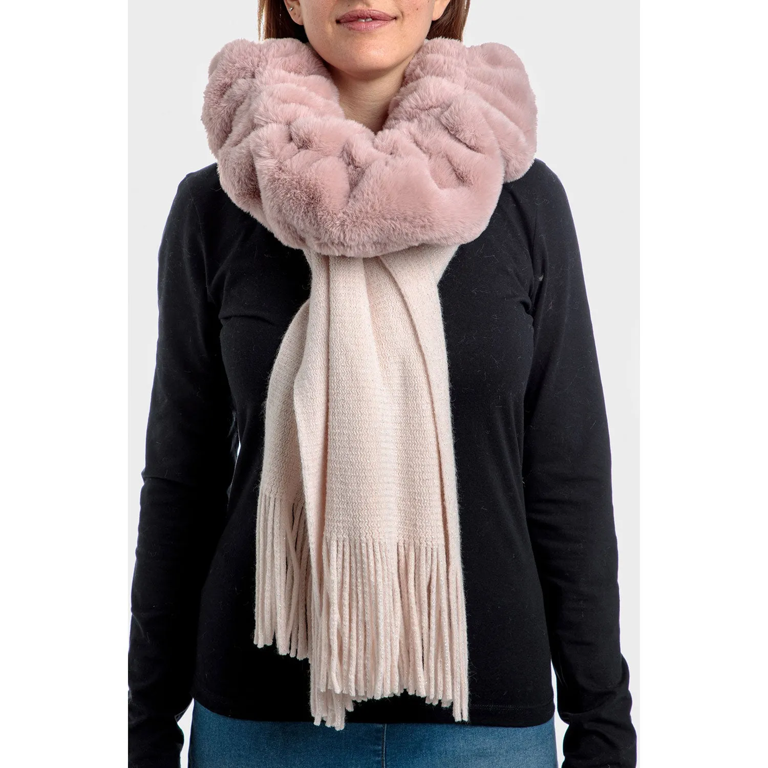 Scarf With Fur Collar