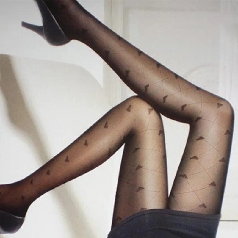 Sexy Pantyhose Summer Nylon Heart Tights with Polka Dot Print Stockings