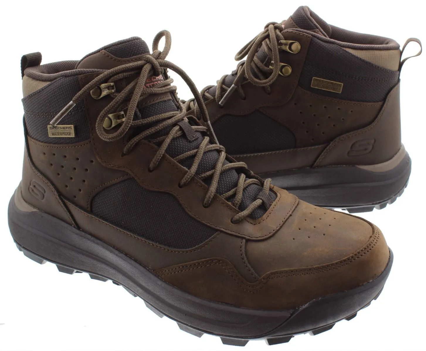 SKECHERS Mens 210932 Cambert Waterproof Boots In Cocoa Brown