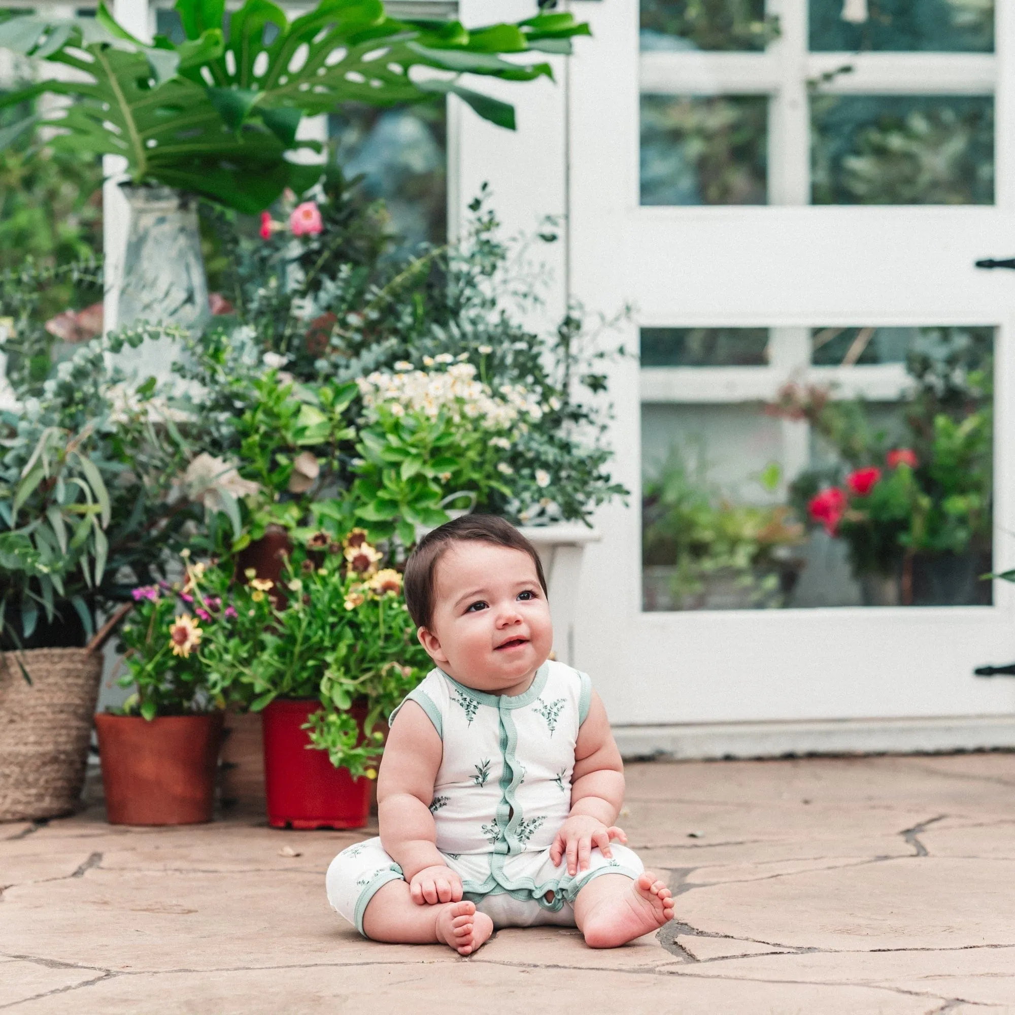 Sleeveless Romper in Eucalyptus