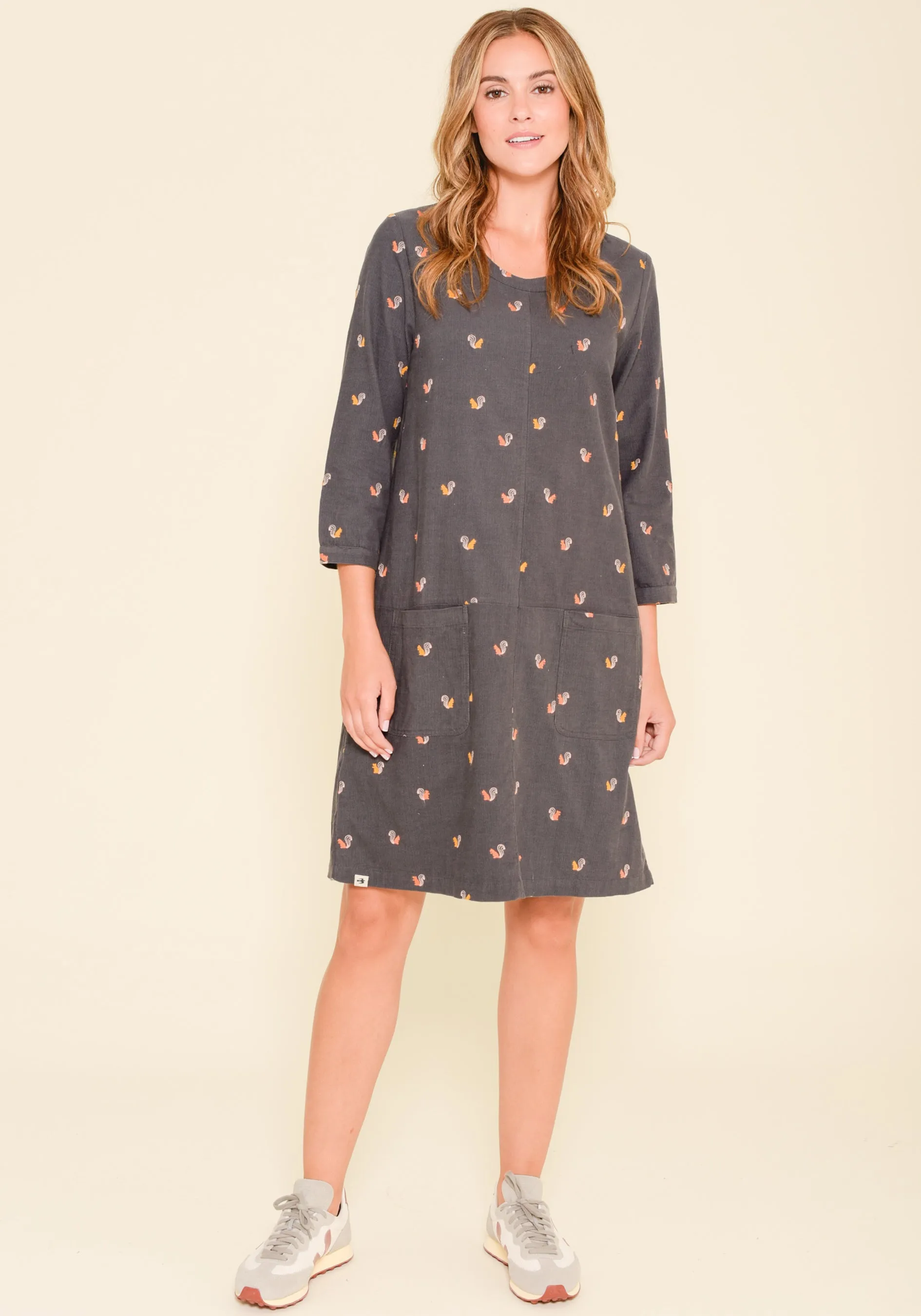 Squirrel Cord Smock Dress