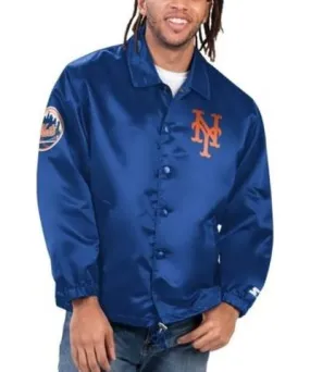 Starter Men's MLB New York Mets Option Route Satin Full-Snap Jacket