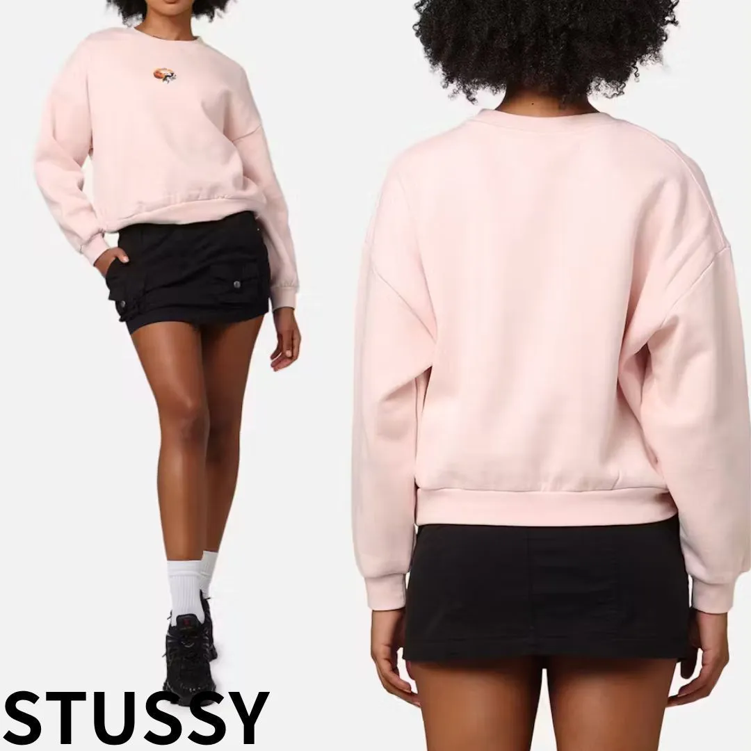 STUSSY  |Street Style Long Sleeves Oversized Logo Skater Style