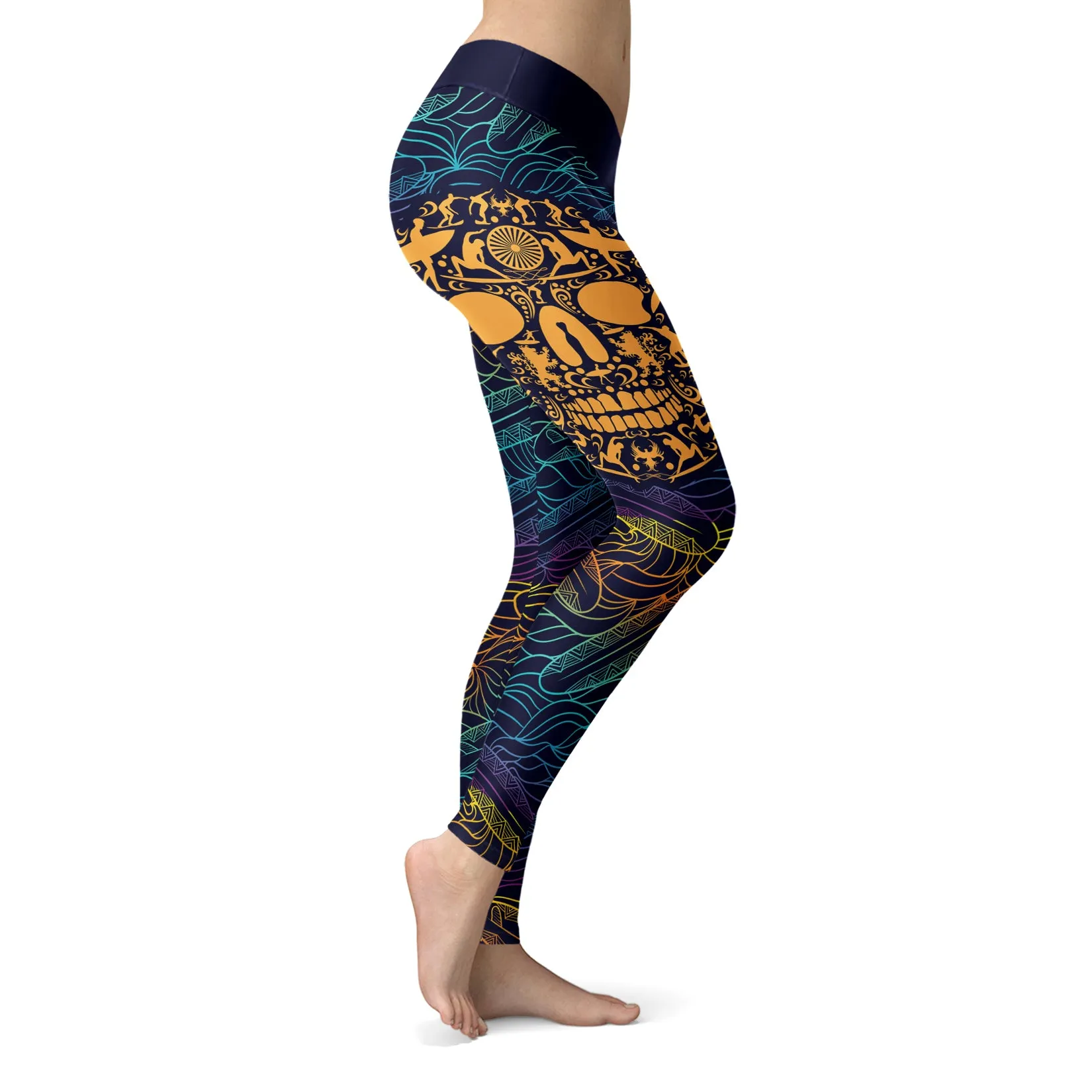 Surfing Leggings Ornamental Skull