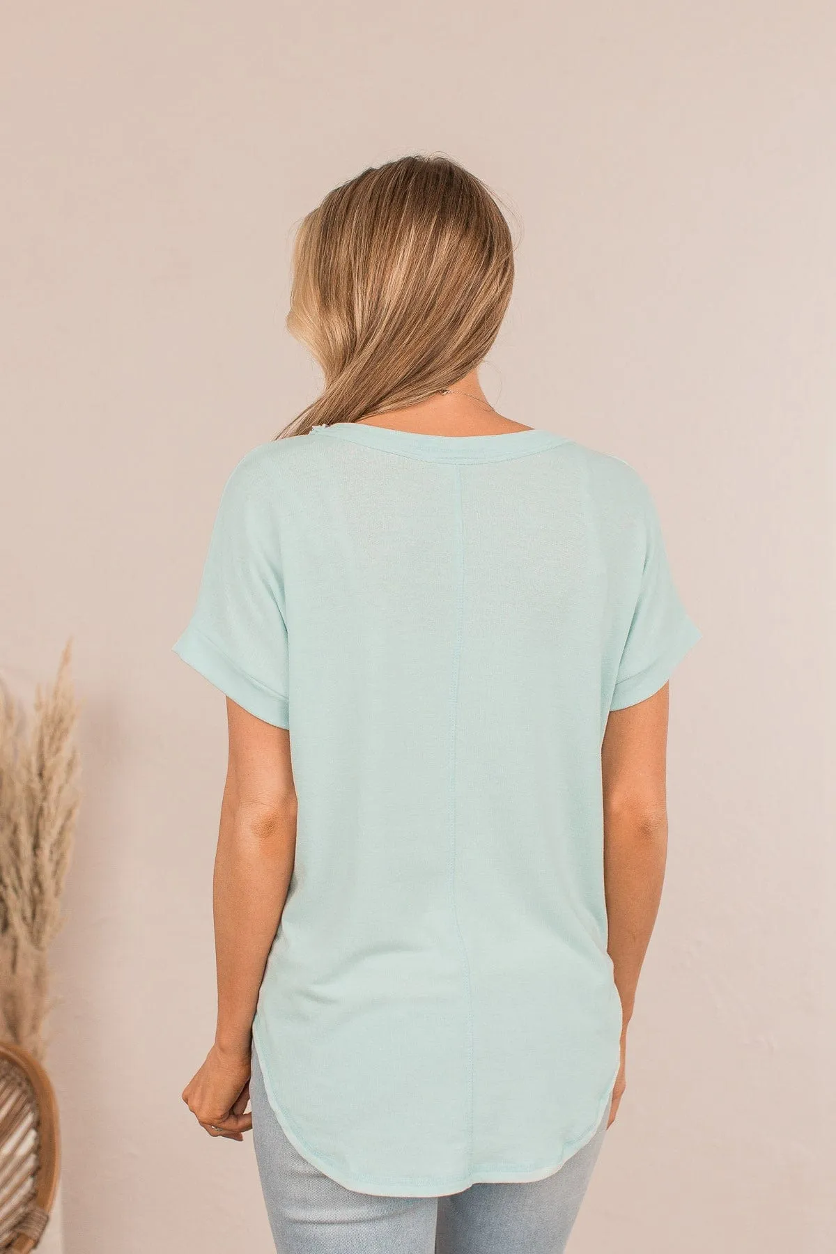 Things Look Peaceful Pocket Top- Baby Blue