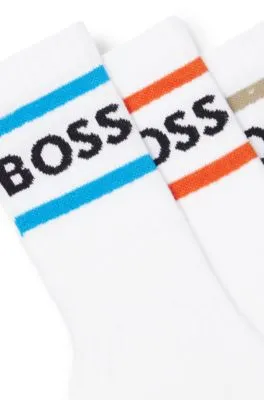 Three-pack of short socks with stripes and logo