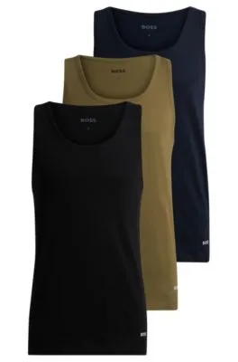 Three-pack of tank-top vests in cotton