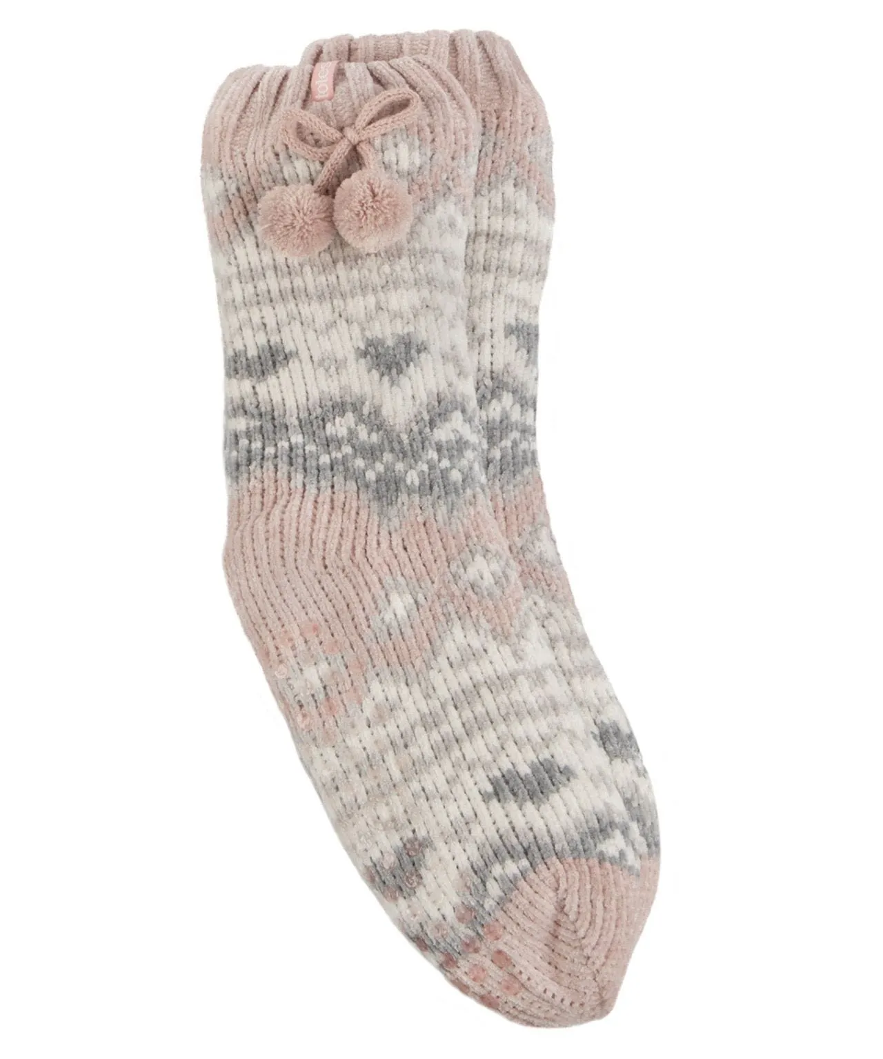 Totes toasties Ladies Fair Isle Chenille Slipper Socks