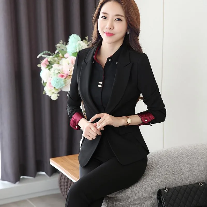 Two-Piece Ladies Formal Pant Suit Blazer Uniform Design Business Suits