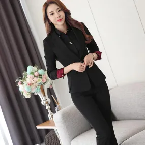 Two-Piece Ladies Formal Pant Suit Blazer Uniform Design Business Suits