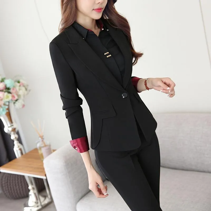 Two-Piece Ladies Formal Pant Suit Blazer Uniform Design Business Suits