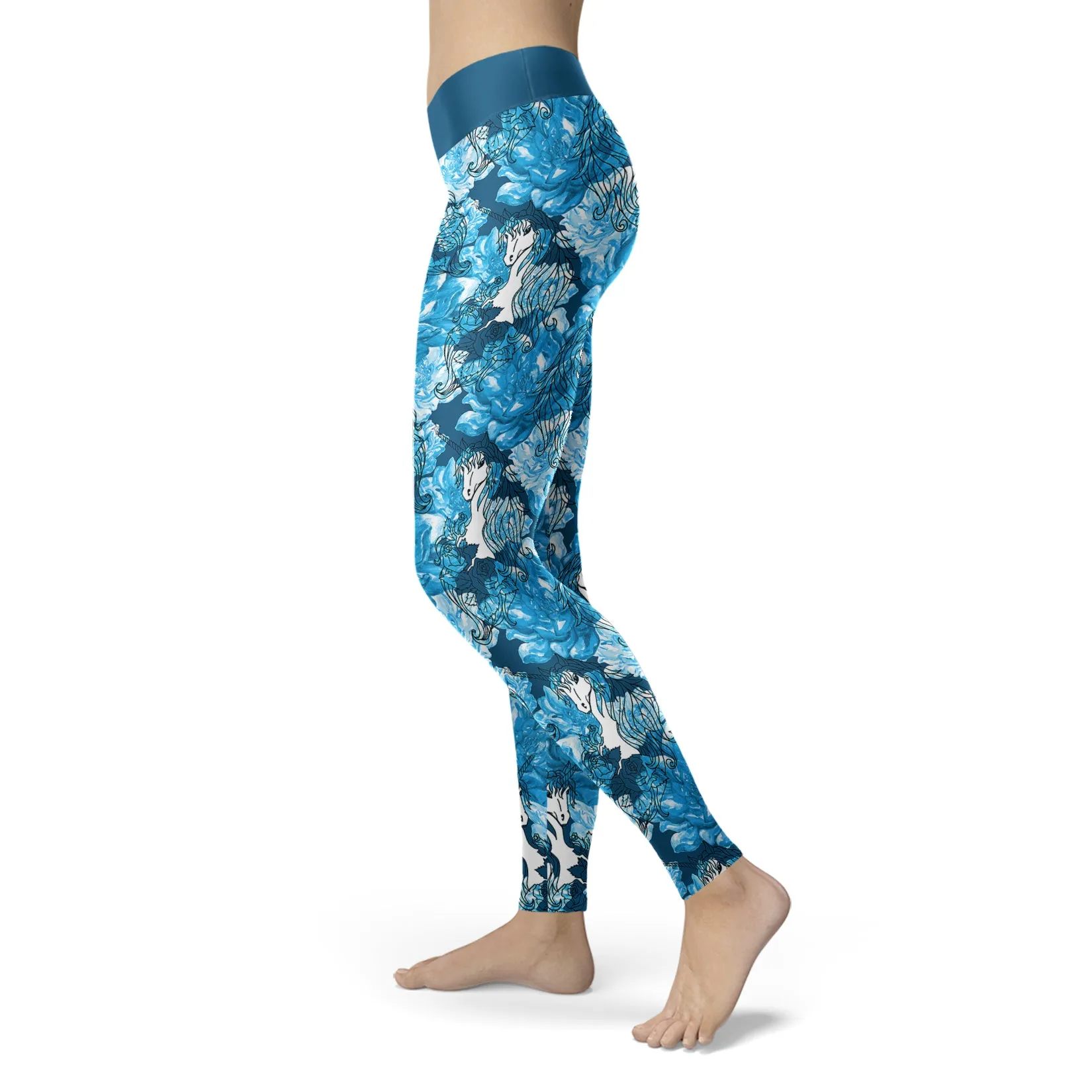 Watercolor Unicorn Flower Leggings