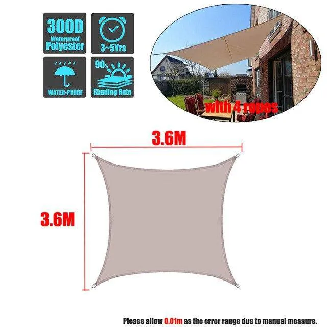 Waterproof Polyester Rectangle Shade Sail Canopy